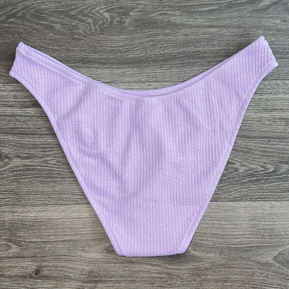 J.CREW Textured Cheeky Bikini Bottom XL High Cut Curved-Waist Light Purple NWT - Picture 4 of 6